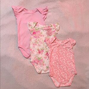 Laura Ashley Pink and Floral Bodysuit Set for babies.